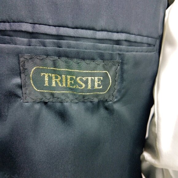 Trieste 41R 2 Button Black Herringbone Striped 2pc - Picture 9 of 15